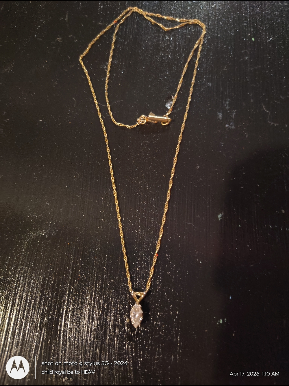 Gold Diamond Marquise Pendant Necklace - Women Jewelry 20"